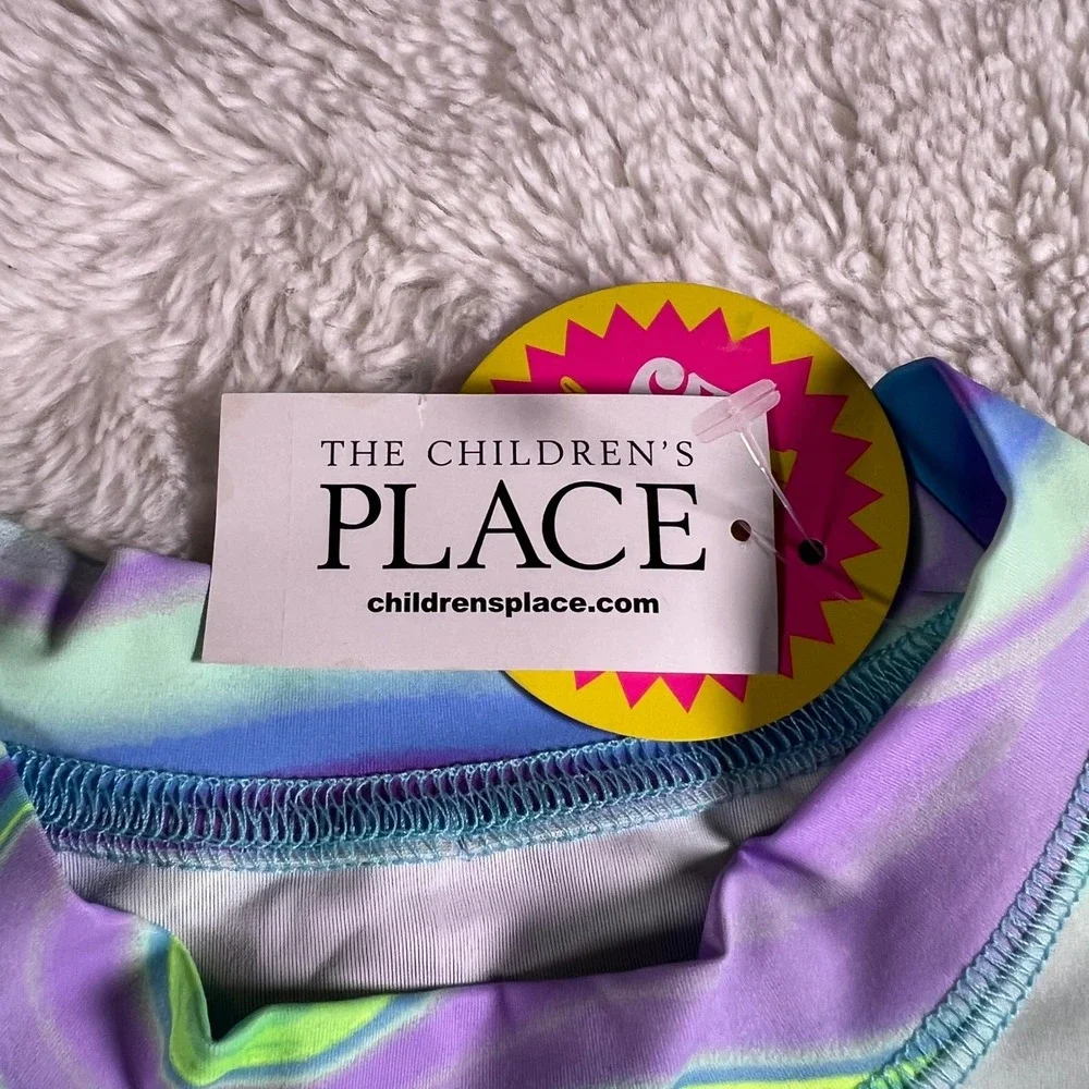 The Childrens Place Girls Rash Guard Swimsuit Set Tie‎ Dye Large 10 12 NWT